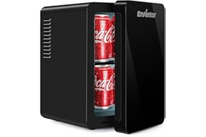 Enventor Mini Fridge 6 Litre, 8 Can Mini Fridges for Bedrooms, AC+12V DC Power Cooler & Warmer, Portable Small Fridge for Car, Travel, Home/Skincare, Makeup, Cosmetics/Drinks, Fruit, Food, Black