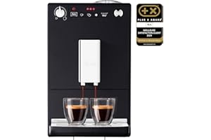 Melitta Solo Noire, Machine à Café à Grains avec Broyeur et Système d'Extraction des Arômes, Affichage LED, Mode 1 à 2 Tasses, Cafetière Expresso, Automatique, E950-201, 1400W