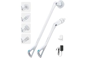 TILSWALL M3 Electric Spin Scrubber with 60 Min Fast Charging, Cordless Power Shower Cleaner with 4 Replaceable 84° Adjustable Cleaning Brush Heads for Bathroom Car Tile Kitchen Window Floor