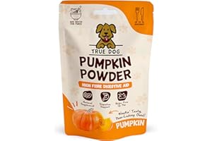 True Dog Pumpkin Powder 100g | Natural Pumpkin Puree Powder for Dogs, Digestive Supplement, Stool Firming, High Fibre Dog Food Topper, Manufactured in the UK