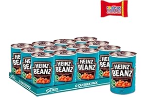 ‎TRINOVI.COM Heinz Baked Beanz 12 x 415g - Gebackene Bohnen in Tomatensauce, Ohne Zusatzstoffe, Glutenfrei, Protein- & Ballaststoffreich, Für Veganer & Vegetarier, Niedriger Zucker & Fett- Trinovi