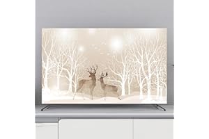 Treer TV Abdeckung Staubschutzhülle, Hülle Bezug für Fernsehen Schutzhülle Universal Fernseher Hülle Elastisch Staubschutz für 32-80 Zoll TV/PC-Bildschirme (55 Zoll,Khaki-Elch)