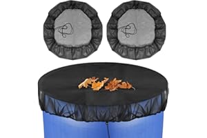 BRUWAA Siatka na Zbiornik Deszczówki - 2 Sztuki, Wysokiej Jakości Pokrowiec ze Sznurkiem, Regulowana Długość 100 cm, Odporna na Warunki