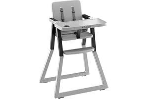 TULANO TUALNO Morsel 25 | Klapphochstuhl Kinderhochstuhl Hochstuhl für Kleinkinder | Platzsparend Klappbar | ab 6 Monate bis 3 Jahre | Abnehmbare Tablett | 5-Punkt-Gurt | Fußstütze | Ultra Leicht | Grau