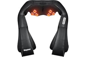 Masseur à Épaule et Cou Électrique, Mayeec Appareil de Massage Shiatsu Électrique, Massage Dos et Cou Épaules avec Chauffage, Vitesse Réglable, pour la Maison, le Bureau et la Voiture