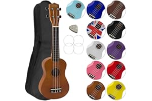 Tiger Mad About SU8-NT SU8 Ukelele soprano en color natural, con estuche, púa y cuerdas de repuesto, óptimo para escuelas y principiantes