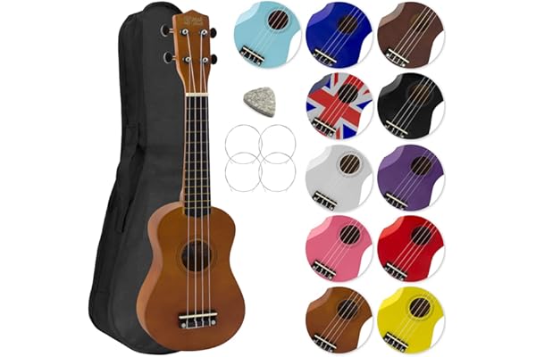 Tiger Mad About SU8-NT SU8 Ukelele soprano en color natural, con estuche, púa y cuerdas de repuesto, óptimo para escuelas y principiantes
