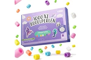 ‎MOLINORC molinoRC Große Bügelperlen 10mm [1000er Nachfüll Pack] in 7 PASTELL Farben - mit 30+ VORLAGEN-Download - XL Bügelperlen - Steckperlen groß ab 3 Jahren für einfaches Bügeln & Basteln - Maxi Perlen