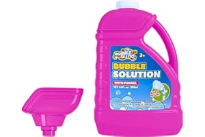 Bubbletastic Solución de Burbujas para Niños, Recambio para Maquina de Burbujas Pistola Burbujas, Juguete Verano Infantil, Garrafa Pompas Jabon Gigantes, Incluye Embudo | 1.8L | Rosa