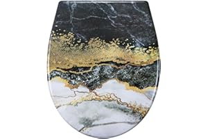 Fanmitrk Toilet Seat with Soft-Close Mechanism, Toilet Lid with Quick Release Function, Toilet Seat Attachment from Above, Duroplast Toilet Seat (UF81950)