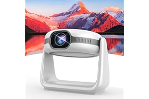 EUARY Beamer - Proiettore per esterni a batteria per home theater con funzione di messa a fuoco automatica compatibile con 1080p Full HD Trasmettere video 4k tramite wifi6 Bluetooth