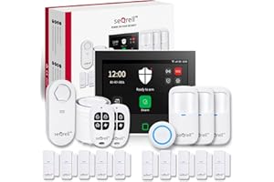 seQrell Système Alarme Maison sans fil, Kit Alarme Anti Intrusion Maison WiFi et GSM 4G avec Écran Tactile 7", Batterie 5000 mAh, Tuya Smart Life app, Alexa et Google, détecteur de fuite d'eau SQ7024B