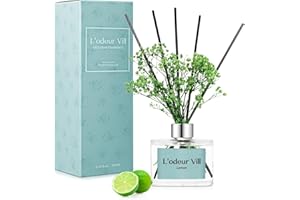 L'odeur Vill 200ml Difusor de con Flores secas/limón/Ambientadores de Hogar, con 6 Palos difusores de Ambientador Varillas/difusor de Aromas/para Decoración de Baños y Estanterías.