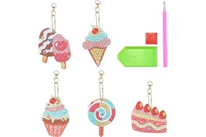 N\A Hyakoz 5 Pièces Kit de Diamond Painting Enfant Porte-clés Art Craft DIY Peinture Diamant Enfant Diamond Painting Strass 5D DIY Diamant Peinture Kits pour Enfants et Adultes Débutants