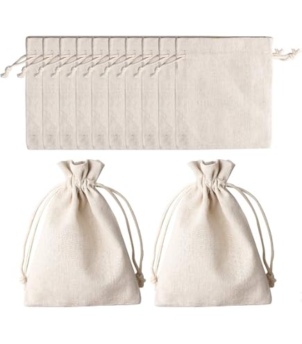 20 Sacs En Mousseline De Coton 7x9 Cm Avec Cordon - Sacs Cadeau, Rangement, Sachets Lavables Réutilisables