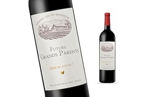 FunFest - Etiqueta Botella Vino Anuncio Embarazo - Futurs Grands-Parents (Abuelos) (Estilo Burdeos) [Texto en Francés]