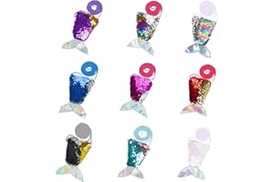 Tangger 9Pcs Porte-Monnaie à Paillettes pour Petites Filles Sac a Main Paillettes Fille Porte Monnaie Paillette Porte Monnaie Enfant Mini Queue de sirène Sequins Sac
