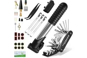 Ninonly Bike Repair Kit 34Pcs Bike Puncture Repair Kit with 120PSI Mini Bicycle Pump, 16-in-1 Bicycle Multi Tool Puncture Repair Kit Bike Tyre with Saddle Bag for Mountain Road Bikes