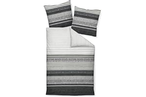 Janine Mako Satin Bettwäsche 135 x 200 cm Satin Bettbezug grau Palermo Bettwäsche grau aus Baumwolle