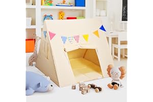 Yontwe Tenda a triangolo per bambini Tende da interno Casetta Tenda da gioco con Tappetino pieghevole Tende per bambini in tela per ragazze e ragazzi