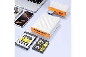 ROCKETEK Lector de Tarjetas CFexpress Type B & SD 2 en 1, USB-C/USB-A Dual Connector USB3.0 5Gpbs Adaptador Tarjetas Memoria CFexpress Tipo B & SD/Micro SD Card Reader Compatible con Windows/Mac/Linux/Android