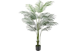 Sweetmirth 160cm Artificial Plants Palm Tree Indoor, 5.3FT Tall Fake Faux Areca Tropical Palm Tree,Large Artificial Plants Outdoor in Pot with Lifelike Leaves for Modern Home Living Room Office Decor