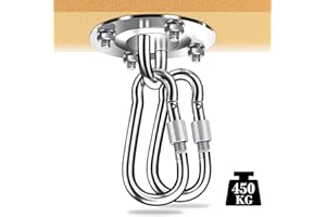 MOKHT Deckenhaken Hängesessel - 450KG Kapazität Deckenhaken Schwerlast, Schwerlasthaken Aufhängung Deckenbefestigung Boxsack Halterung, 180° Drehen Deckenhaken Edelstahl für Deckenhalterung Draussen & Innen