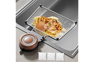 Starvortex Filtro di Scarico da Cucina con Ventosa, Portafiltro per Lavello con 150 Tasche Filtranti, 2 in 1 Scolapasta da Lavello Rimovibile Assorbente e Scaffalatura, per Filtrare Verdure Frutta