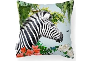 Izabela Peters Outdoor Cushions Waterproof, 43 cm, Filled Outdoor Cushion, Zara's Zebra - Duck Egg Blue, Garden Furniture Cushions, Outdoor Seat Cushions, Garden Chair Cushions