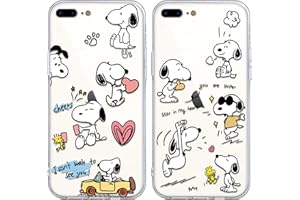 nurkorki [2 pezzi Cover per iPhone 7 Plus/8 Plus 5,5'',Snoopy Custodia Morbide Silicone Cute Cartone Animato Disegni Trasparente Opaco TPU Bumper Ultra Sottile Antiurto Protettivo Case