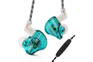 Yinyoo KBEAR Storm Auricolari cablati Cuffie auricolari per cantanti Musicisti sul palco StudioBass Auricolari IEM Monitor Cavo OFC staccabile placcato argento ad alta risoluzione Verde,con microfono