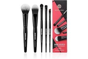 EIGSHOW 5 Pcs Makeup Brush Set, Essential Basic Makeup Brushes, Powder, Foundation, Shadow, Eyeliner Brush For Daily Makeup Look(Black)