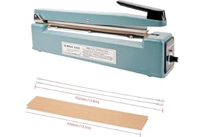 Rightpak TEW Metal body Impulse Heat Sealer, Plastic Bag Sealer Impulse Sealer Food Sealer Bag Packing Machine For MPET/PET/PE/PP Plastic Bag Sealer (TISH-HHS300)