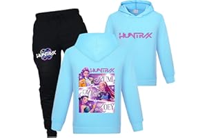 Duoxinbos KPOP Huntrix Tracksuit Girls Vintage Y2k Hoodies Huntr/X Hip Hop Streetwear Fashion Kids Long Sleeve & Pants Sets Rumi Mira Zoey Printed Sweatshirt Back to School