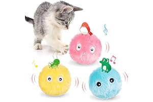 HENGBIRD 3 sztuki piłek dla kotów, interaktywna zabawka dla kotków, piłka z dźwiękiem, pluszowa piłka, zabawka dla kotów, piłki z realistycznymi odgłosami zwierząt, do użytku wewnątrz i na zewnątrz