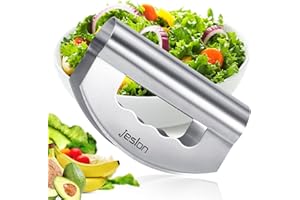 Jeslon Salad Chopper, Double Blade Stainless Steel Mincing Knives for Lettuce & Vegetables with Protective Cover, Home Kitchen Small Gadgets