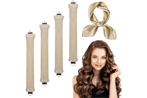 AOMAIC 4PCS Heatless Curlers Hair Curlers No Heat Heatless Overnight Blowout Rods with Hair Scarf No Heat Heatless Curling Rods for Women DIY Hair Styling