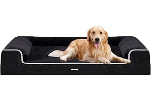 HMTOPE Orthopädisches Hundebett, Hundesofa, hohen Rand, Hundekissen, Hundekorb, Abnehmbar und waschbar, Grosse Hunde & MittelgroßeHunde-120x85x22cm, Grau