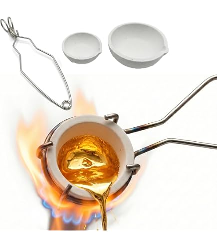 8-teiliges Schmelzset – Graphit- & Quarztiegel, Gussformen, Zangen – Für Gold & Silber