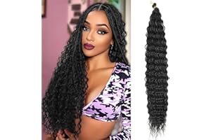 ‎AIKAA aikaa Tief Twist Crochet Hair Ocean Wave Curly Bohemian Crochet Braids Deep Wave Hair Bundles Synthetische Haarverlängerungen für Frauen Mädchen (24 Inch(Pack of 1), 1B)