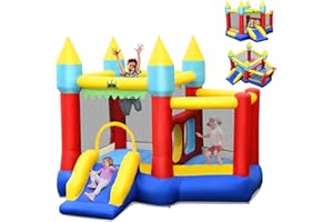 Costway Château Gonflable，Aire de Jeux pour Crayons avec Toboggans, Aire de Saut, Boules， pour 3 Enfants 3-10 Ans，Charge Max 135 kg, 314 X 300 X 245 cm (Pompe Air Électrique Non Inclus)…