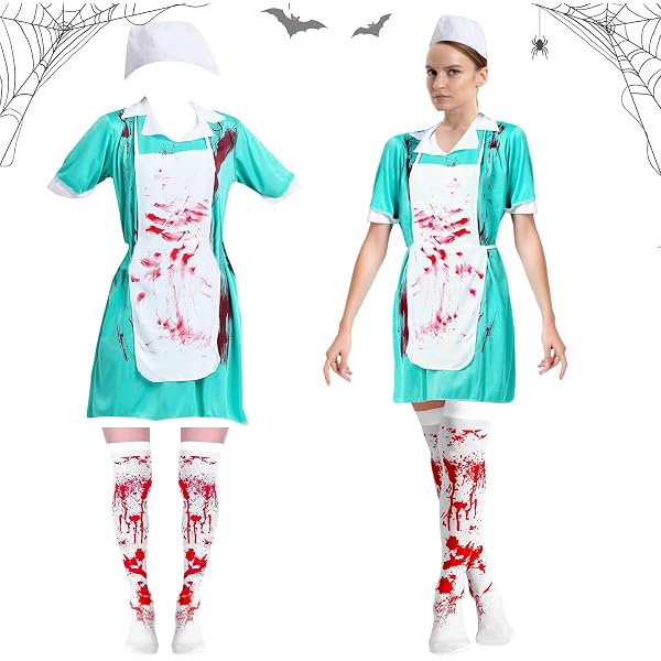 Smiffys Disfraz De Enfermera De Quirófano – Traje Verde Con Vestido, Delantal Y Cofia, Talla única Para Adultos, Ideal Para Fiestas Y Carnaval