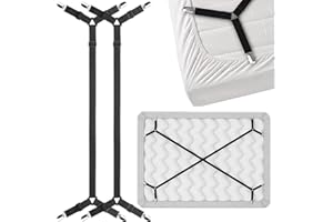 Hao Zhu 2 Pcs Bed Sheet Clips,Crisscross Fitted Sheet Straps for Bedding, Sheet Grippers and Sheet Holder Elastic Bands Bedsheet Suspenders Fasteners (Black)