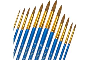 Joy & Inspiration Set di 12 pennelli per artisti, in nylon, per artisti, colori acrilici, per acquerelli, acrilico, pittura a olio (blu)