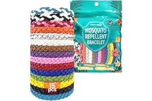Audasi Mosquito Repellent Bracelet 15 Pack, Adjustable Leather Mosquito Bands Natural Insect Repellent Wristbands for Adults and Kids 300 Hour Insects Protection Wristbands Tools