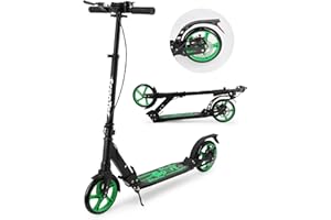 TENBOOM Scooters for Adults Kids Teenagers City Scooter for Kids Ages 8-12, Large Wheels Folding Adjustable Scooter, Free Carry Strap and Bell