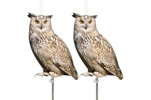 KUNGFU MALL Vogel Abschreckung, Raben Attrappe Eule Pappe, Vogelschreck Vogelabwehr, Taubenabwehr Taubenschreck für Balkon, Spatzenabwehr mit Reflektorband, Taubenschreck für Balkon Garten Fenster 2 Stück