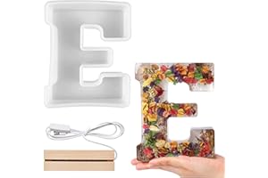 Pipihome Stampo in Resina a Forma di Lettera Maiuscola in Resina Epossidica con Base Leggera, con Lettere Dell'alfabeto A-Z per Decorazioni Fai da Te in 6D per Feste di Compleanno (E)