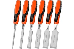 ROELLY Formones para Madera de 6 Piezas, 6, 12, 19, 25, 32, 38 mm, Cinceles para Madera,Juego de Formones para Madera,Hojas Afiladas con Mangos Cómodos para Tallar Madera