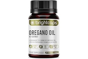 BRIGHTCAPS Wild Oregano Oil - Extract 10:1 Equivalent to 1500mg - High in Carvacrol & Thymol | Immune Health Support | 60 Softgels